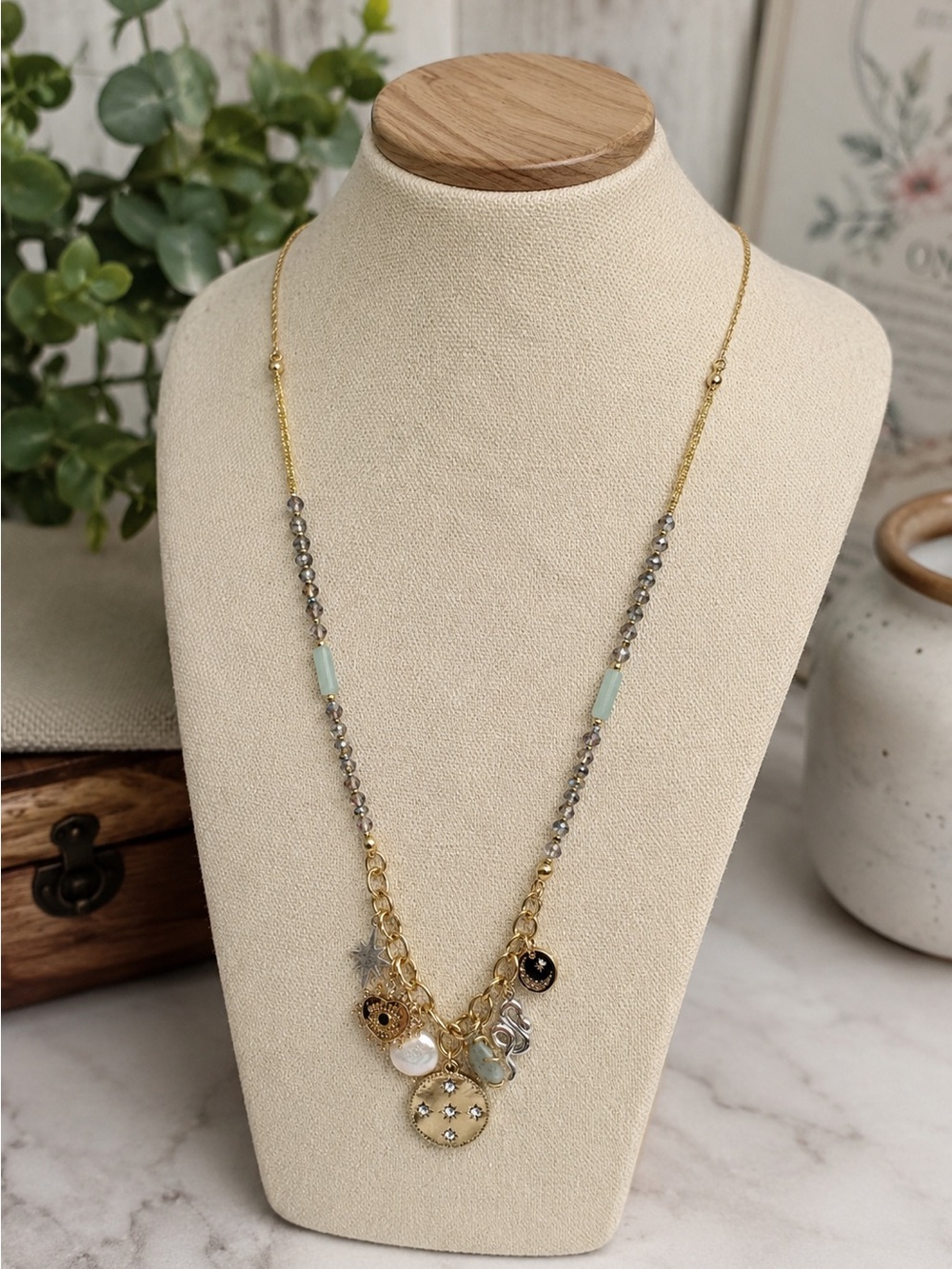 Celestial Mixed-Metal Charm Necklace (BR1616/3)